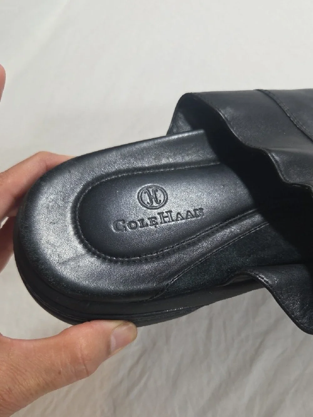 Cole Haan Classic Black Leather Slide Sandals Men 11.5 Summer Beach Casual